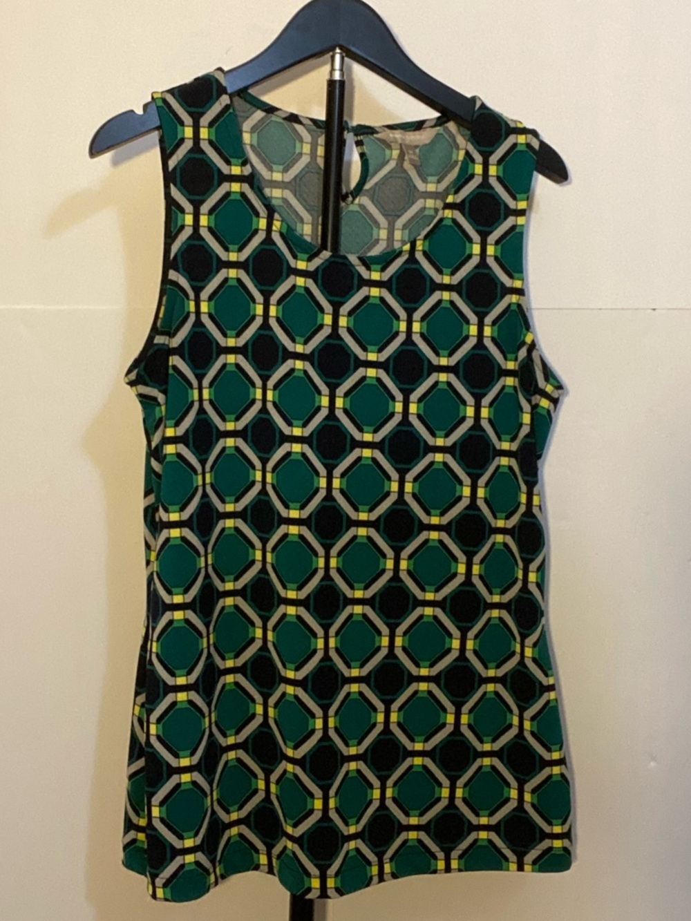 Banana Republic Green and Black Geometric Sleeveless Camisole Blouse size Med